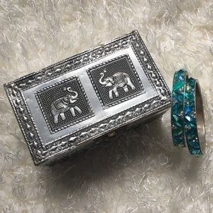 2 Piece Blue & Silver Indian Bangle Set